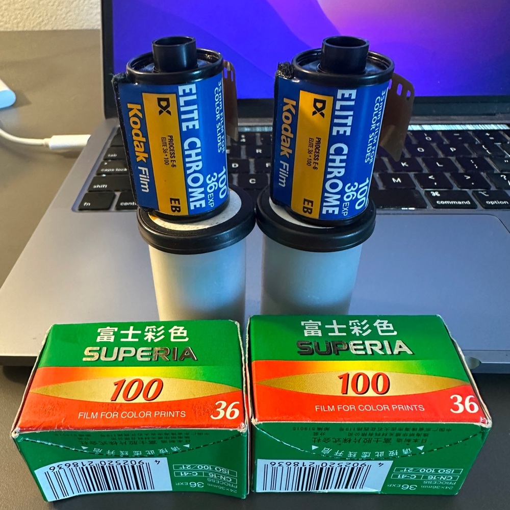 Kodak Elite Chrome and Fujifilm 35mm Film Rolls